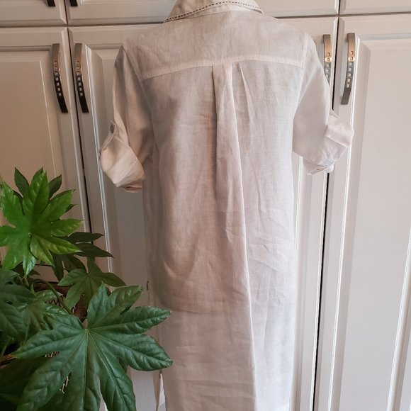 LINEN WHITE SHIRT DRESS SIZE 38 + GIFT J-NITA 100% LINEN - Picture 11 of 16